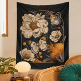 Tapisserie vintage à fleurs blanches de nuit